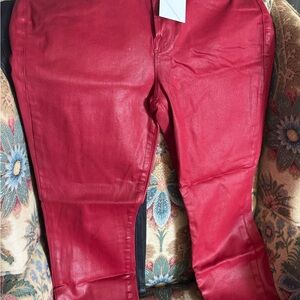 Good American Cherry Faux Leather Pants - size 16
